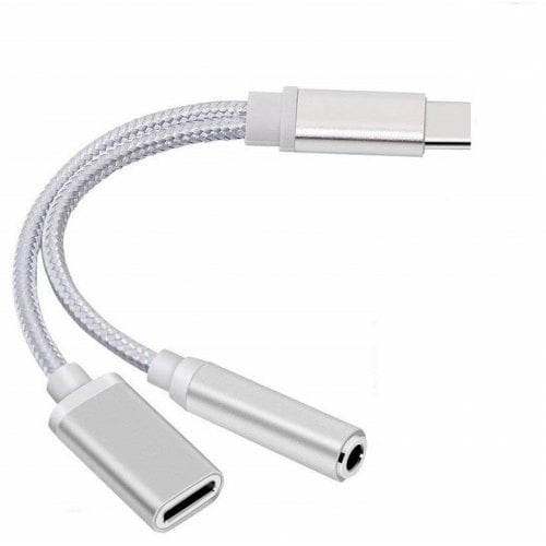 2 in 1 USB 3.1 Type-C Charger 3.5 mm Audio Headphone Jack Adapter Cable