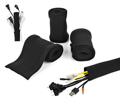 3 PACK 40" Cable Management Sleeve 120 Inches Neoprene Wire Cord Cover Organizer