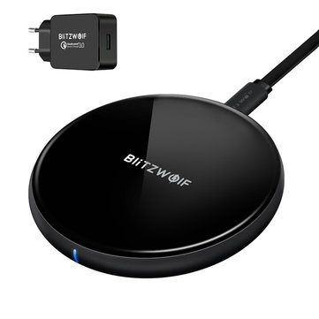 BlitzWolf BW-FWC4 5W 7.5W 10W Fast Wireless Charger Charging Pad+BW-S5 QC3.0 18W USB Charger